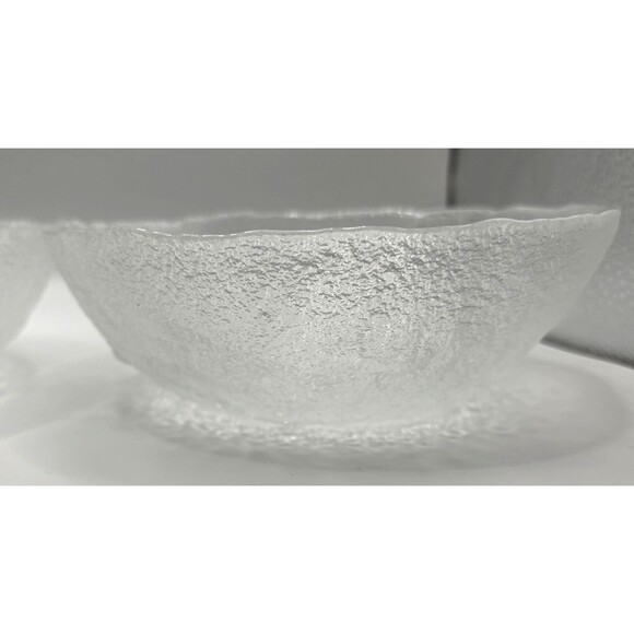 Vintage Murano Glass Italy Handmade Clear Textured Bowls Set of 2 ~ 6.75" - Picture 2 of 10